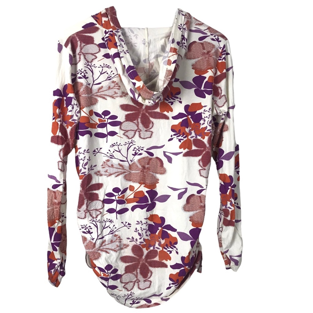 Ascend Floral Ruched Side Hoodie Women Sz L - Picture 5 of 5